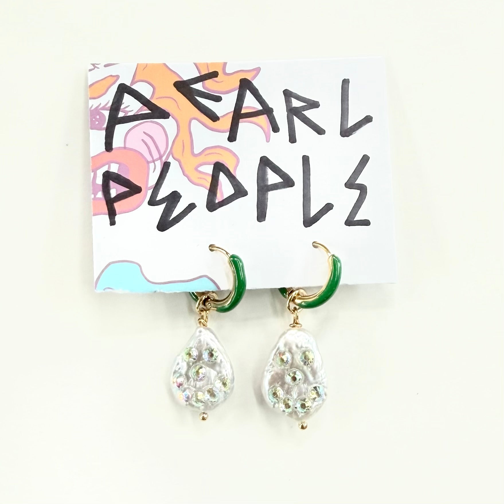 Pearl People Earrings - GREEN