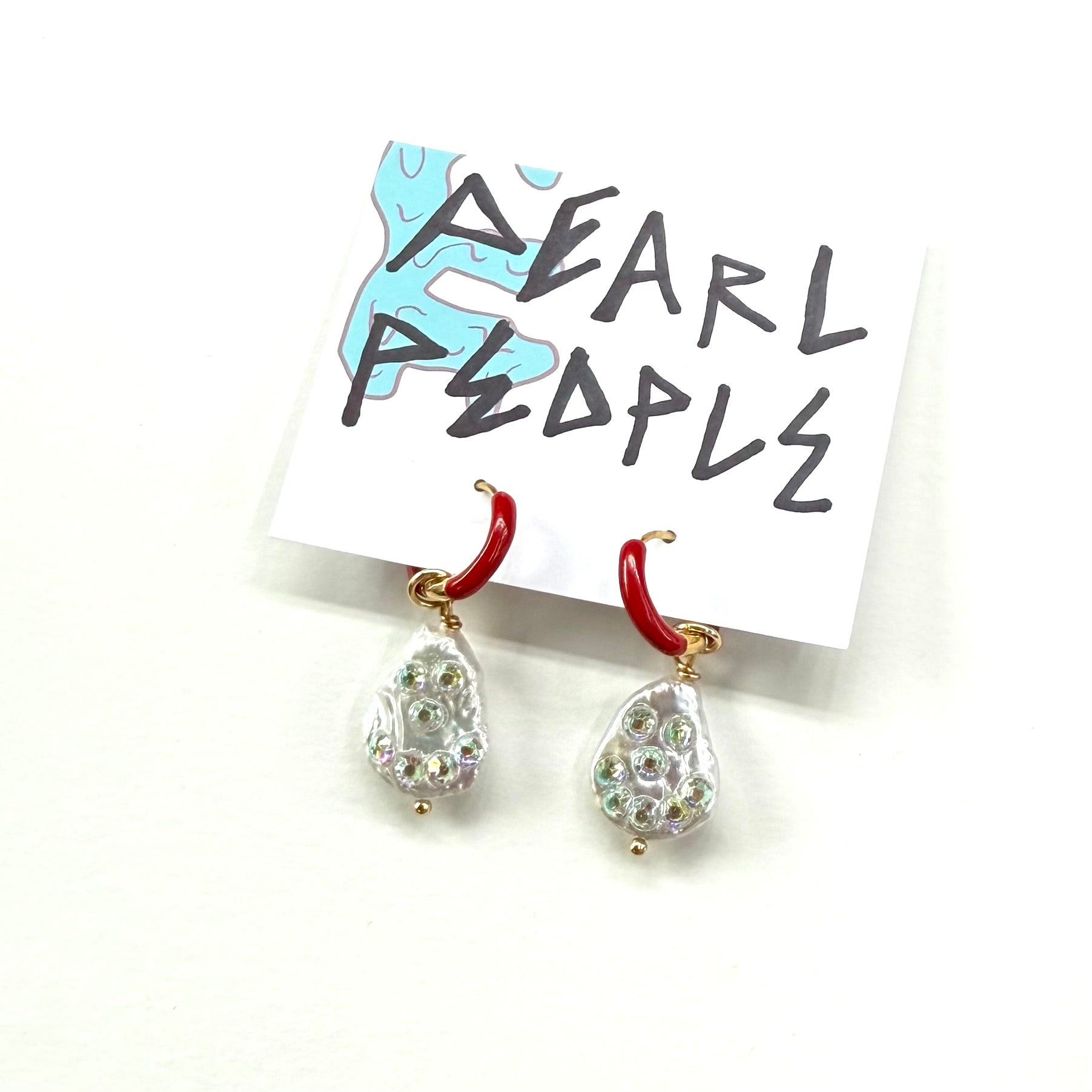 Pearl People Earrings - RED