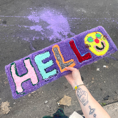 Naive Tufted Welcome Sign "HELLO"