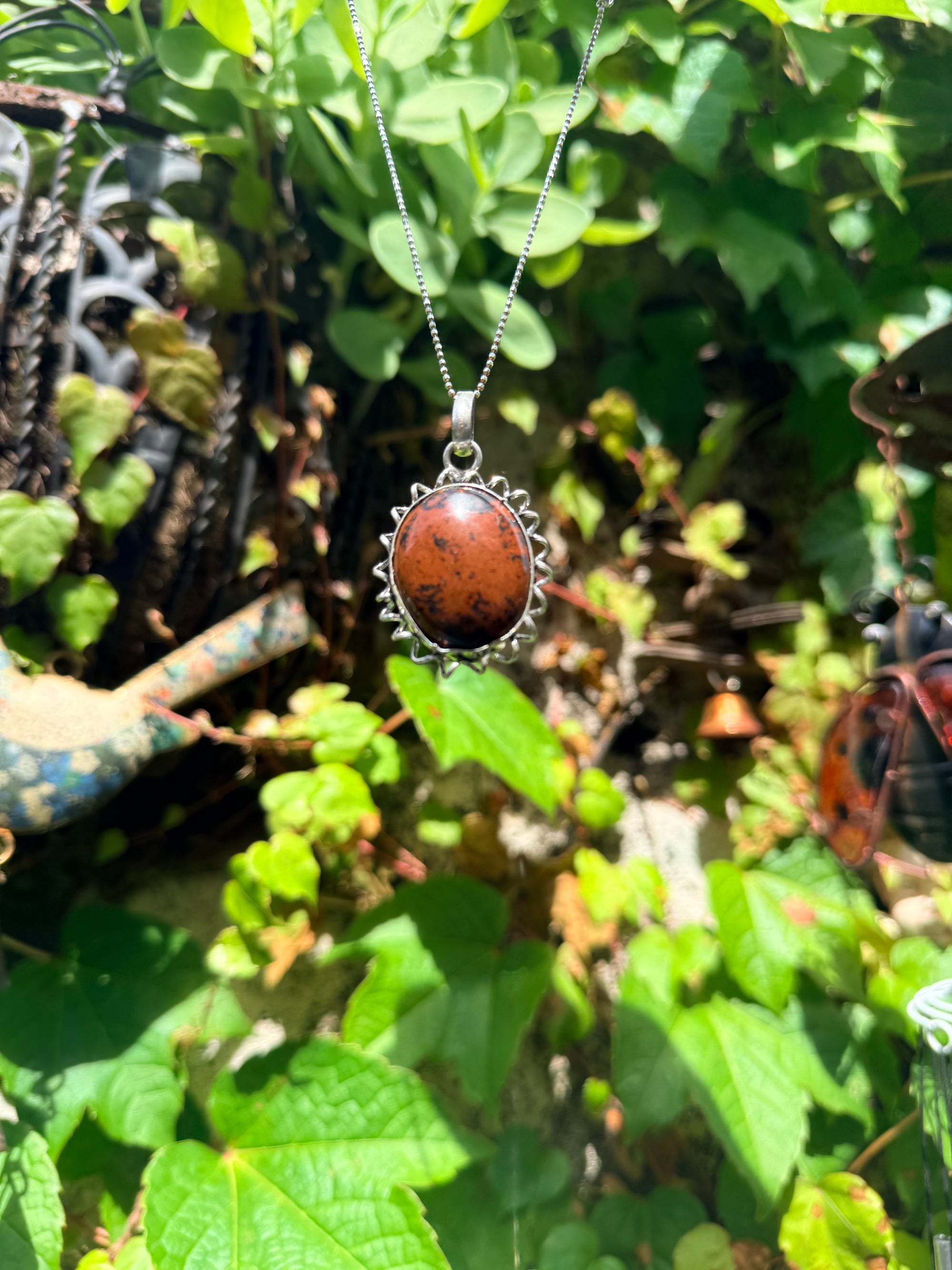 Vintage Sterling Mahogany Obsidian Pendant