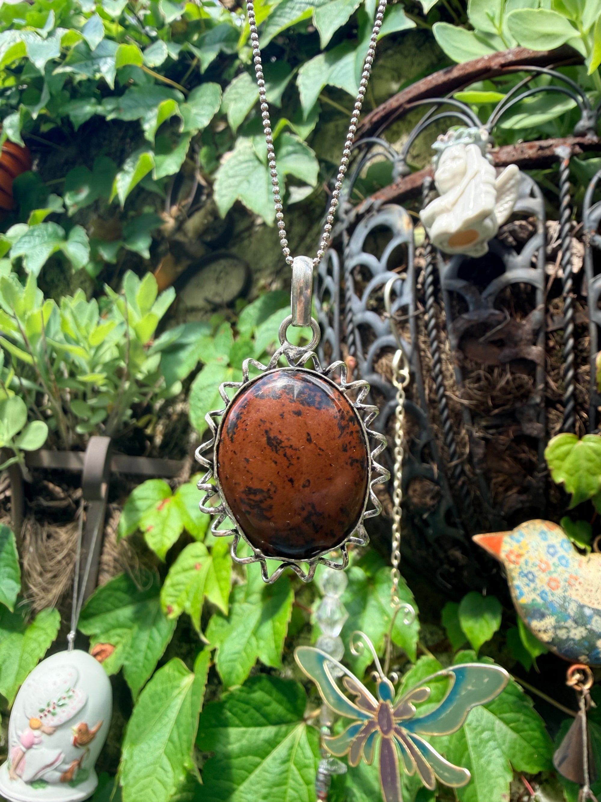 Vintage Sterling Mahogany Obsidian Pendant