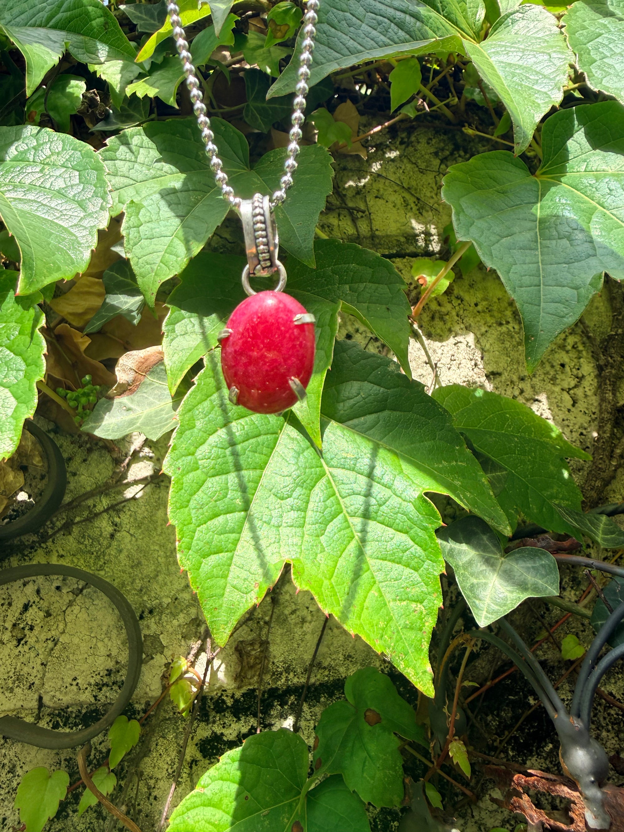 Vintage Sterling Ruby Pendant
