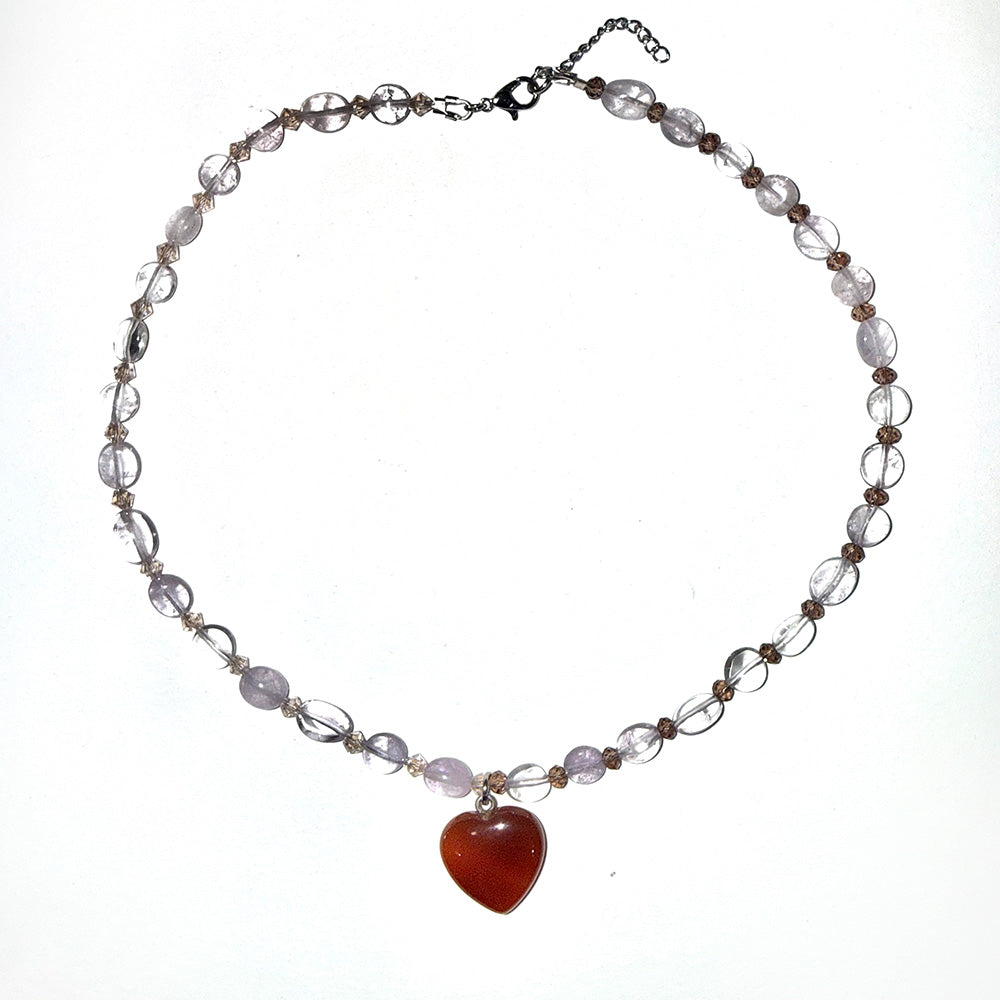 Carnelian Beaded Healing Heart Choker