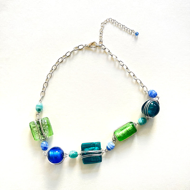 Wrapped Glass Ocean Necklace