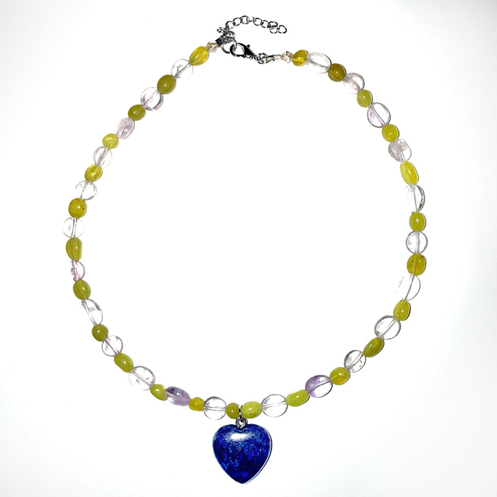Lapis Lazuli Beaded Healing Heart Choker