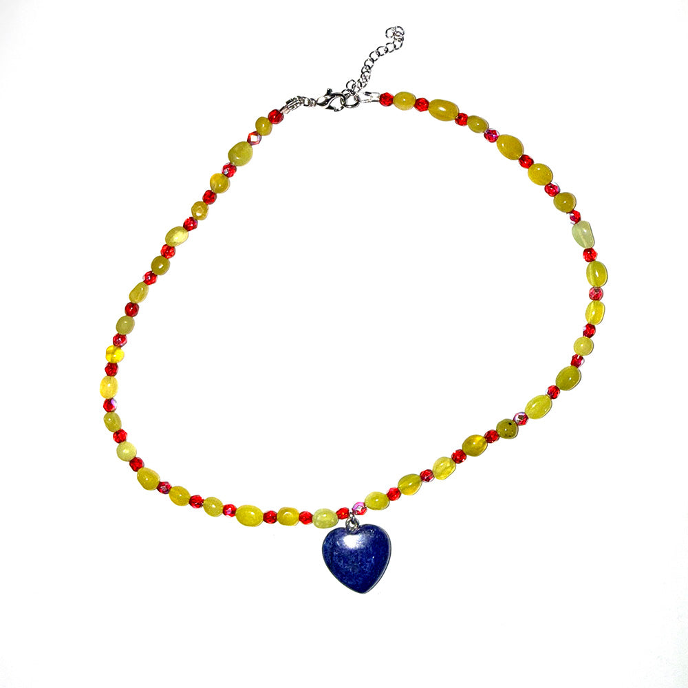 Lapis Lazuli Beaded Healing Heart Choker