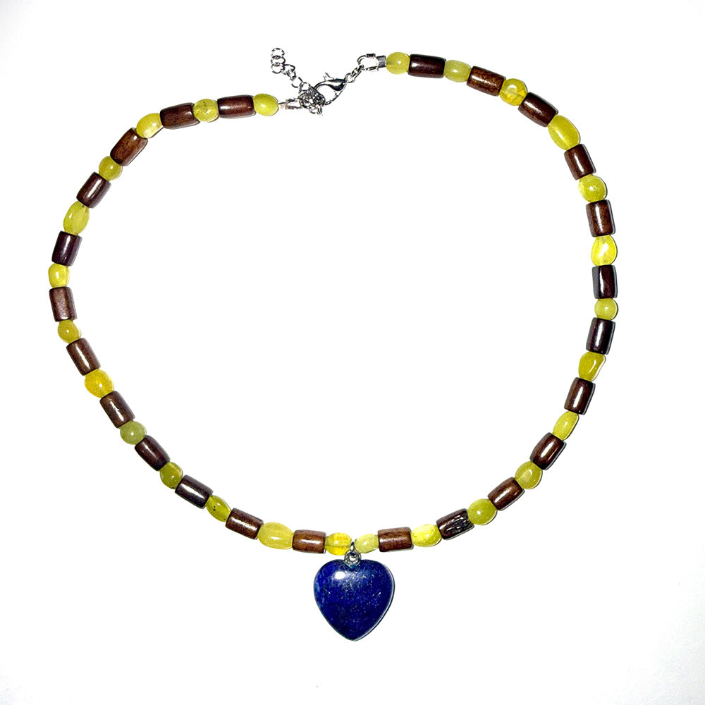Lapis Lazuli Beaded Healing Heart Choker