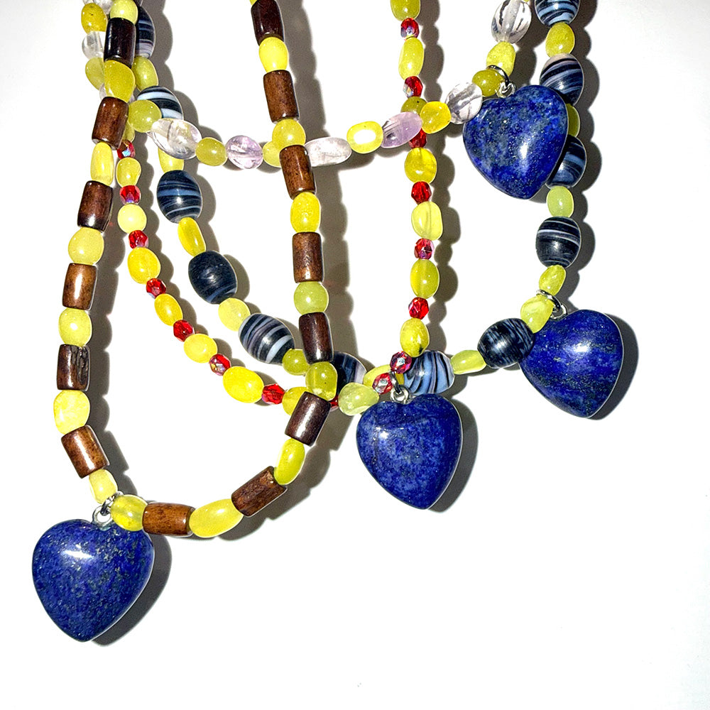 Lapis Lazuli Beaded Healing Heart Choker