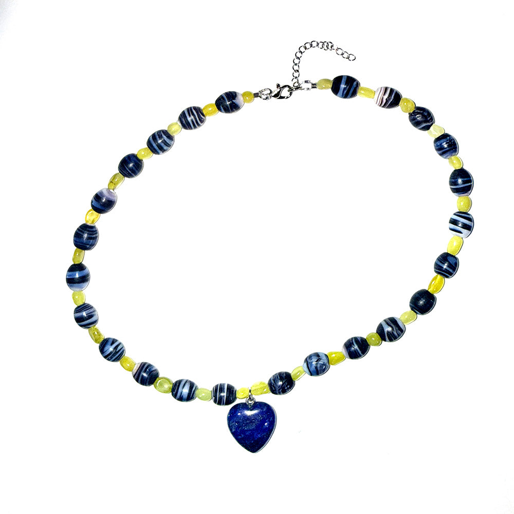 Lapis Lazuli Beaded Healing Heart Choker