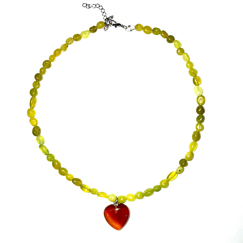 Carnelian Beaded Healing Heart Choker