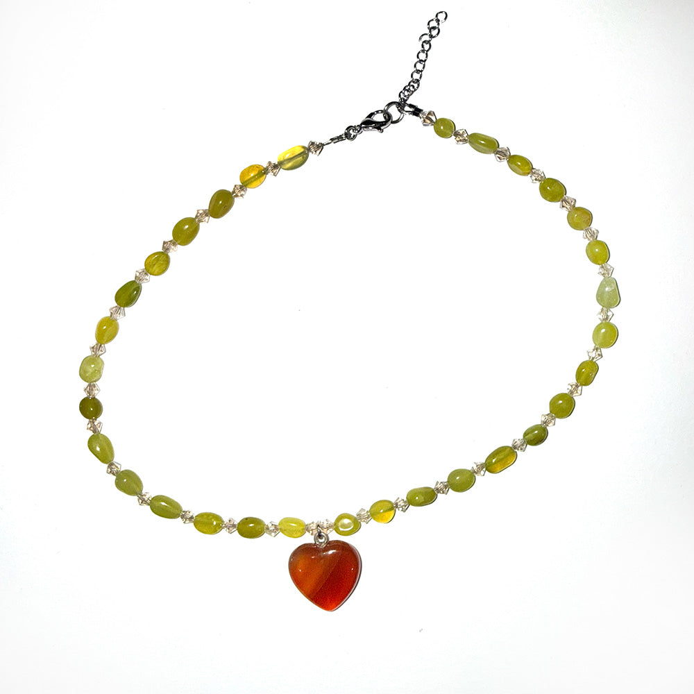 Carnelian Beaded Healing Heart Choker