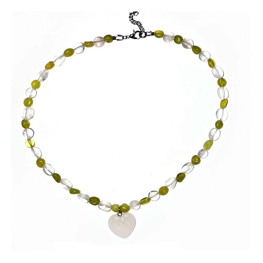 Rose Quartz Beaded Healing Heart Choker