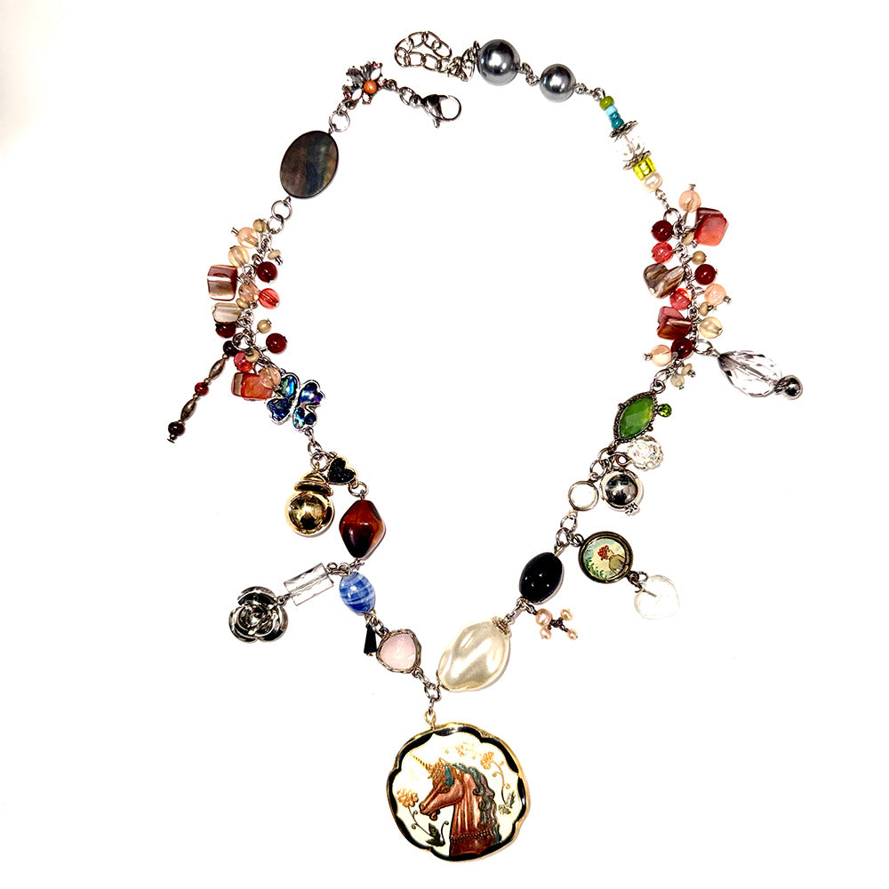 Cloisonné Enamel Unicorn Trinket Necklace