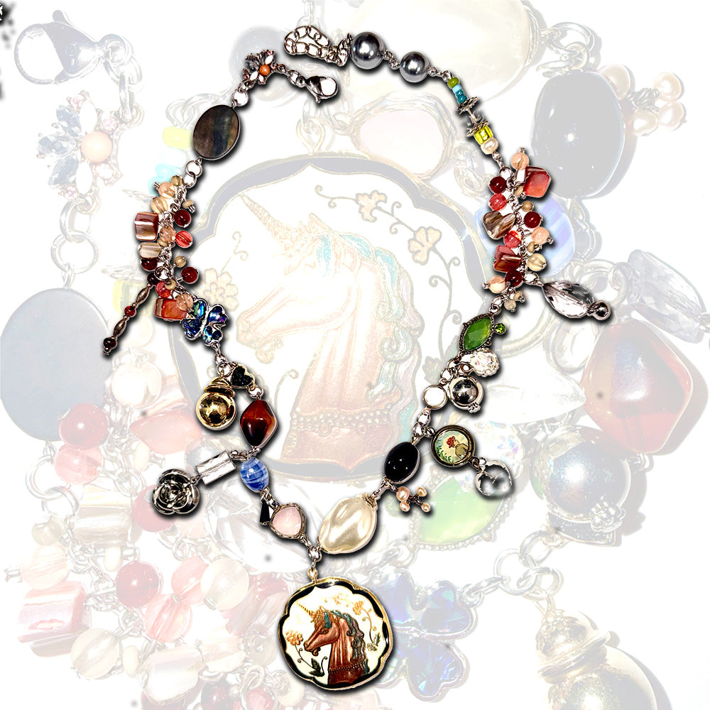 Cloisonné Enamel Unicorn Trinket Necklace