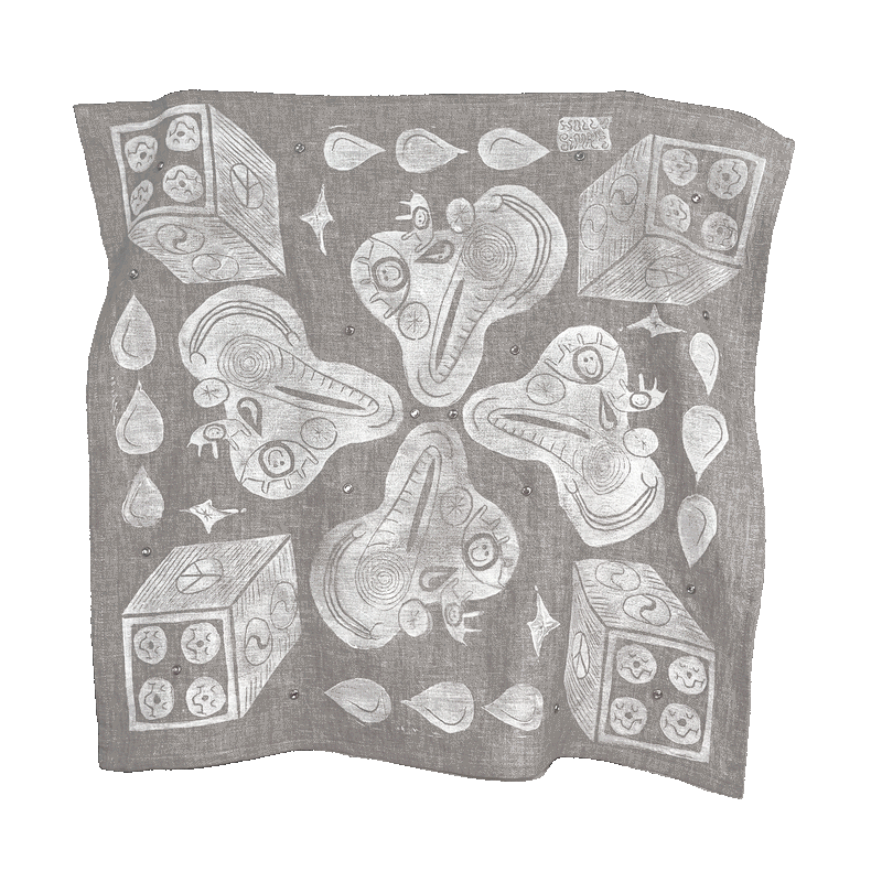 Lino Blockprint Linen Scarf / Altar Cloth