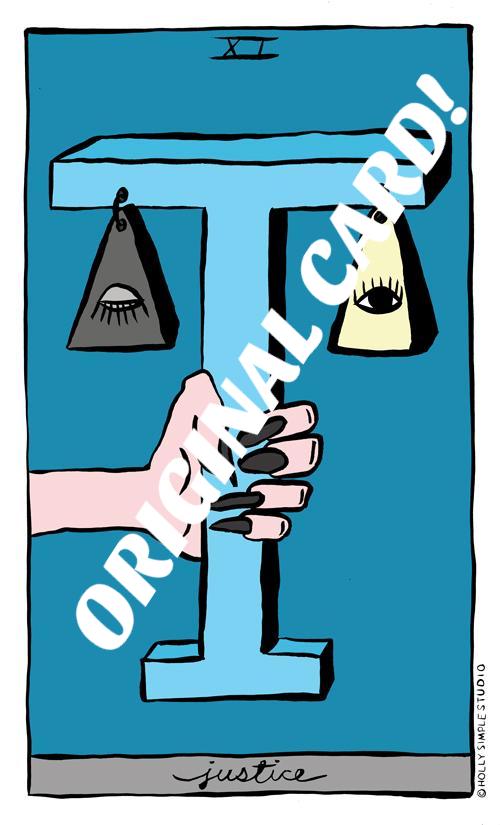 11. JUSTICE : HOLLY SIMPLE TAROT ORIGINAL INK DRAWING