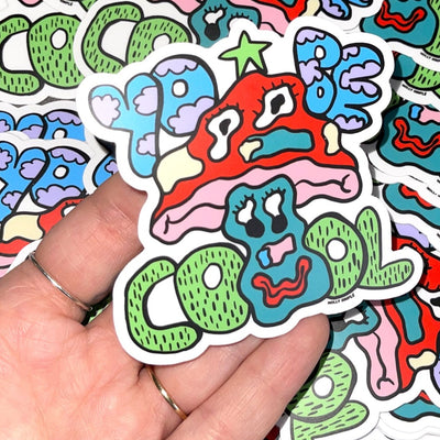 Yo, Be Cool Trippy Mushroom Vinyl Sticker