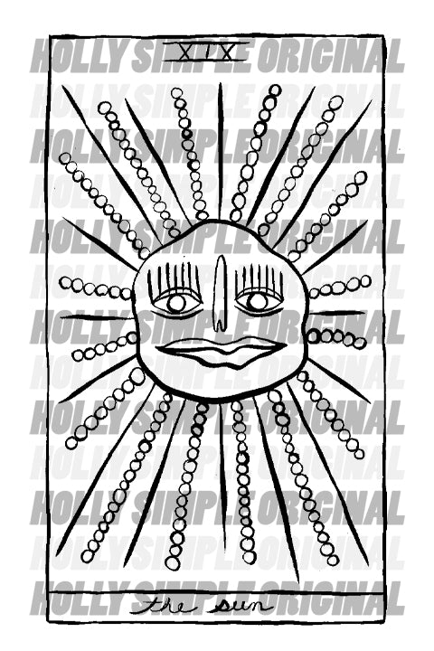 19. THE SUN : HOLLY SIMPLE TAROT ORIGINAL INK DRAWING