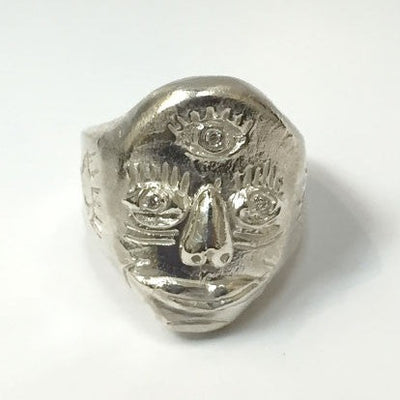 Sculpted Face Ring | Sterling Silver | MADE TO ORDER