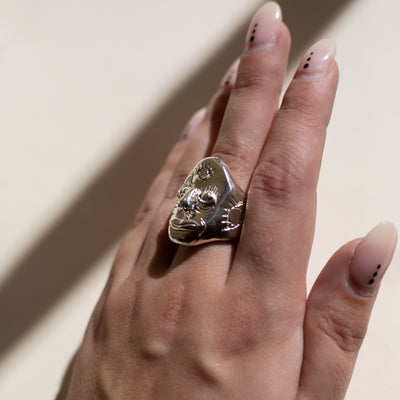 Sculpted Face Ring | Sterling Silver | MADE TO ORDER
