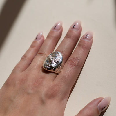 Sculpted Face Ring | Sterling Silver | MADE TO ORDER