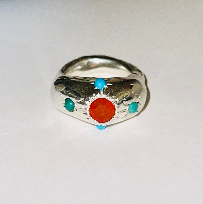 Gemstone Energy Ring | Carnelian + Turquoise