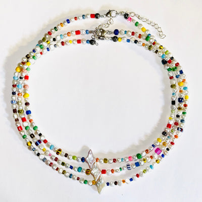 CANDY BABY FRESHWATER PEARL + VINTAGE BEADED CHOKER