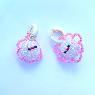 Beaded Sun Child Huggie Earrings