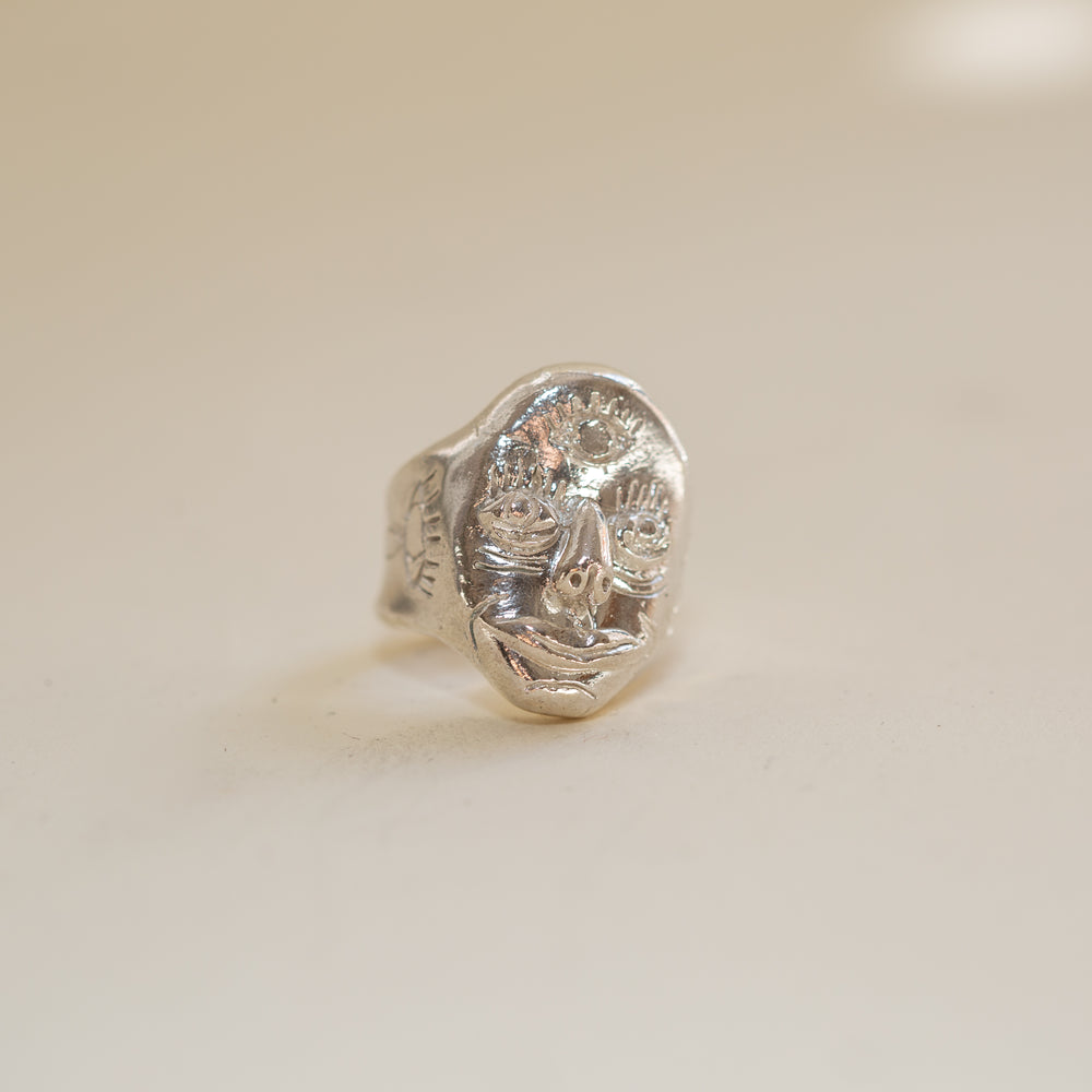 Sculpted Face Ring | Sterling Silver | MADE TO ORDER