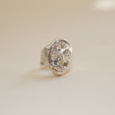 Sculpted Face Ring | Sterling Silver | MADE TO ORDER