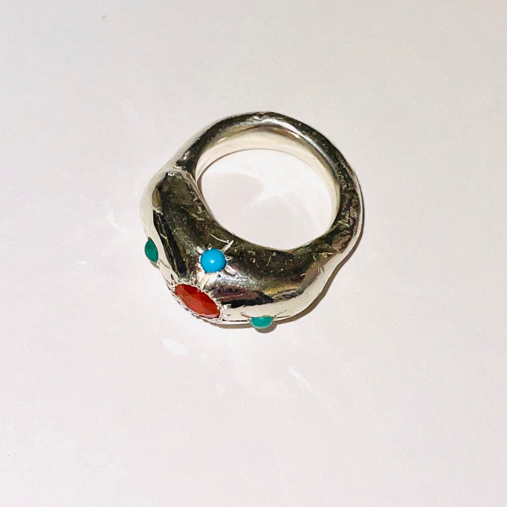 Gemstone Energy Ring | Carnelian + Turquoise