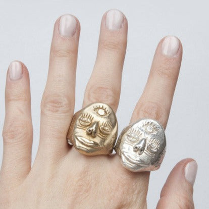 Sculpted Face Ring | Sterling Silver | MADE TO ORDER