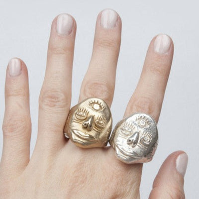 Sculpted Face Ring | Sterling Silver | MADE TO ORDER
