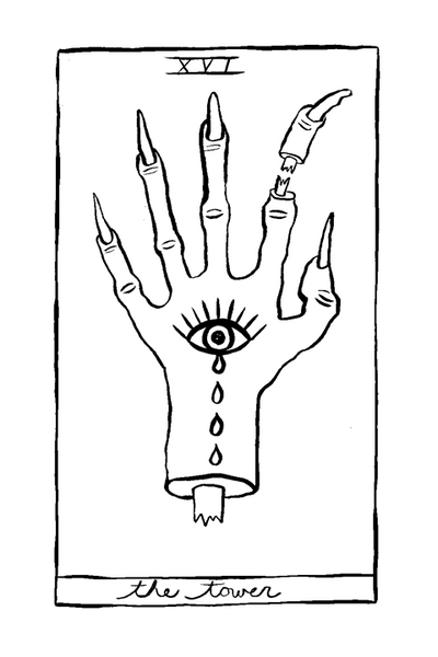11. JUSTICE : HOLLY SIMPLE TAROT ORIGINAL INK DRAWING