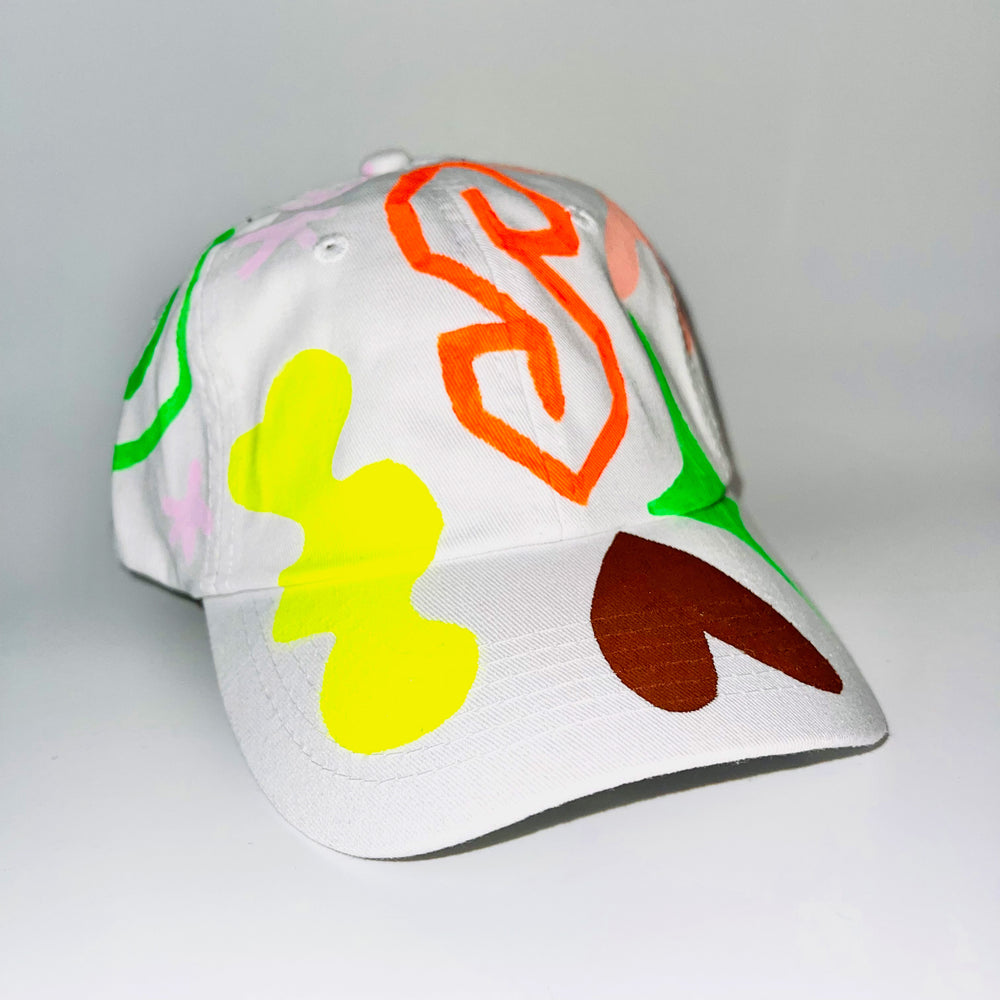 Painted Blobby Dad Hat | Neon + Neutral