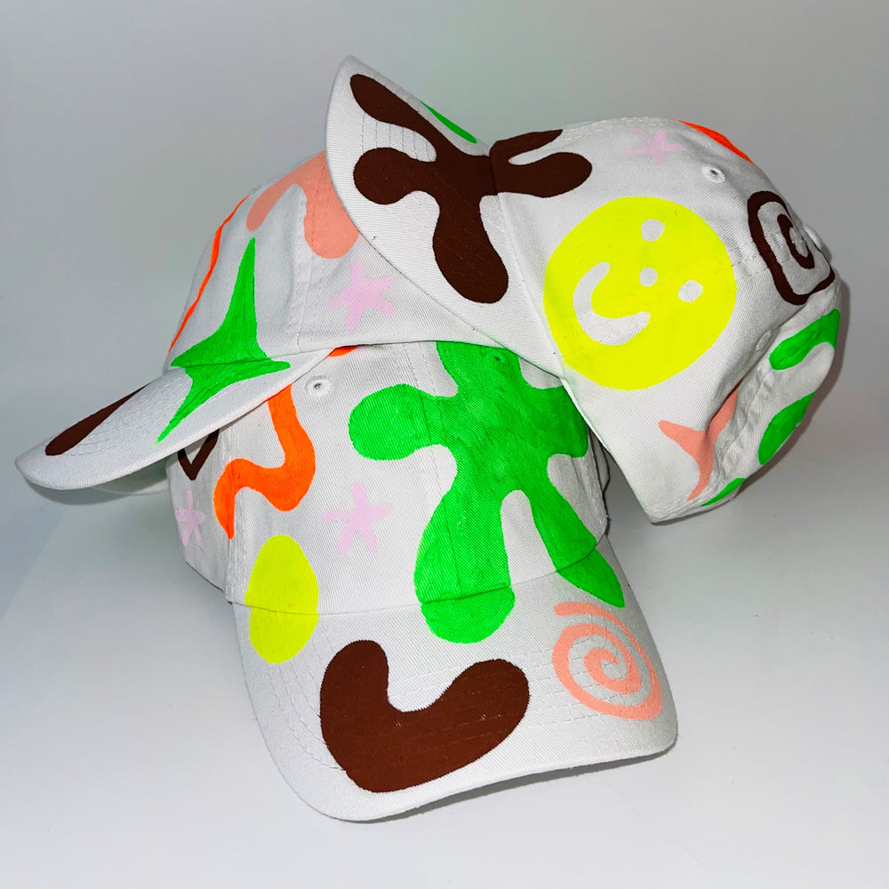 Painted Blobby Dad Hat | Neon + Neutral