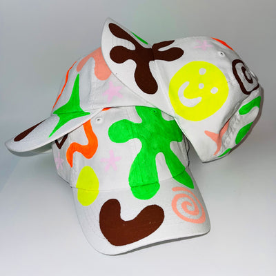 Painted Blobby Dad Hat | Neon + Neutral