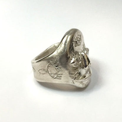Sculpted Face Ring | Sterling Silver | MADE TO ORDER